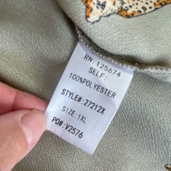 NWOT Good Times USA My Remedy Pant Top Set Sage Green Cheetah 1XL - Picture 8 of 9